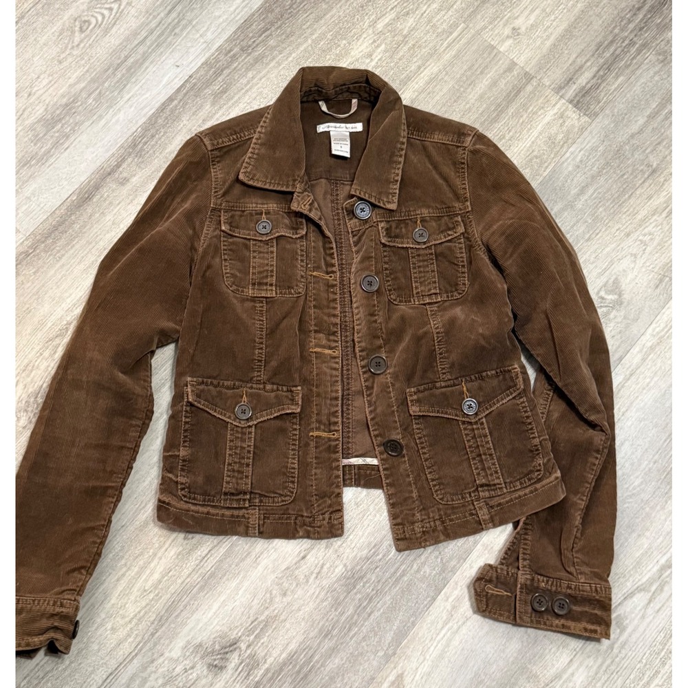 Abercrombie & Fitch Brown Corduroy Utility Jacket Womens Small Button Front Coat